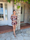 Chila off shoulder kjole med blomster - Hvid/sort/rød