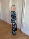 Floral kjole med blomster - Navy/hvid