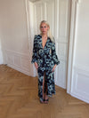 Floral kjole med blomster - Navy/hvid
