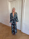 Floral kjole med blomster - Navy/hvid