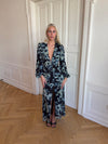 Floral kjole med blomster - Navy/hvid