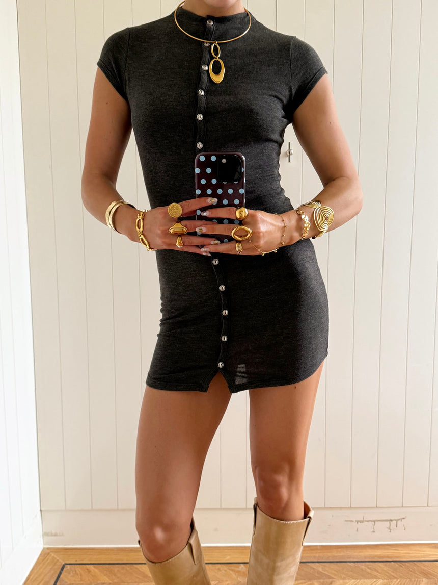 Scandivv kjole med knapper - Grå