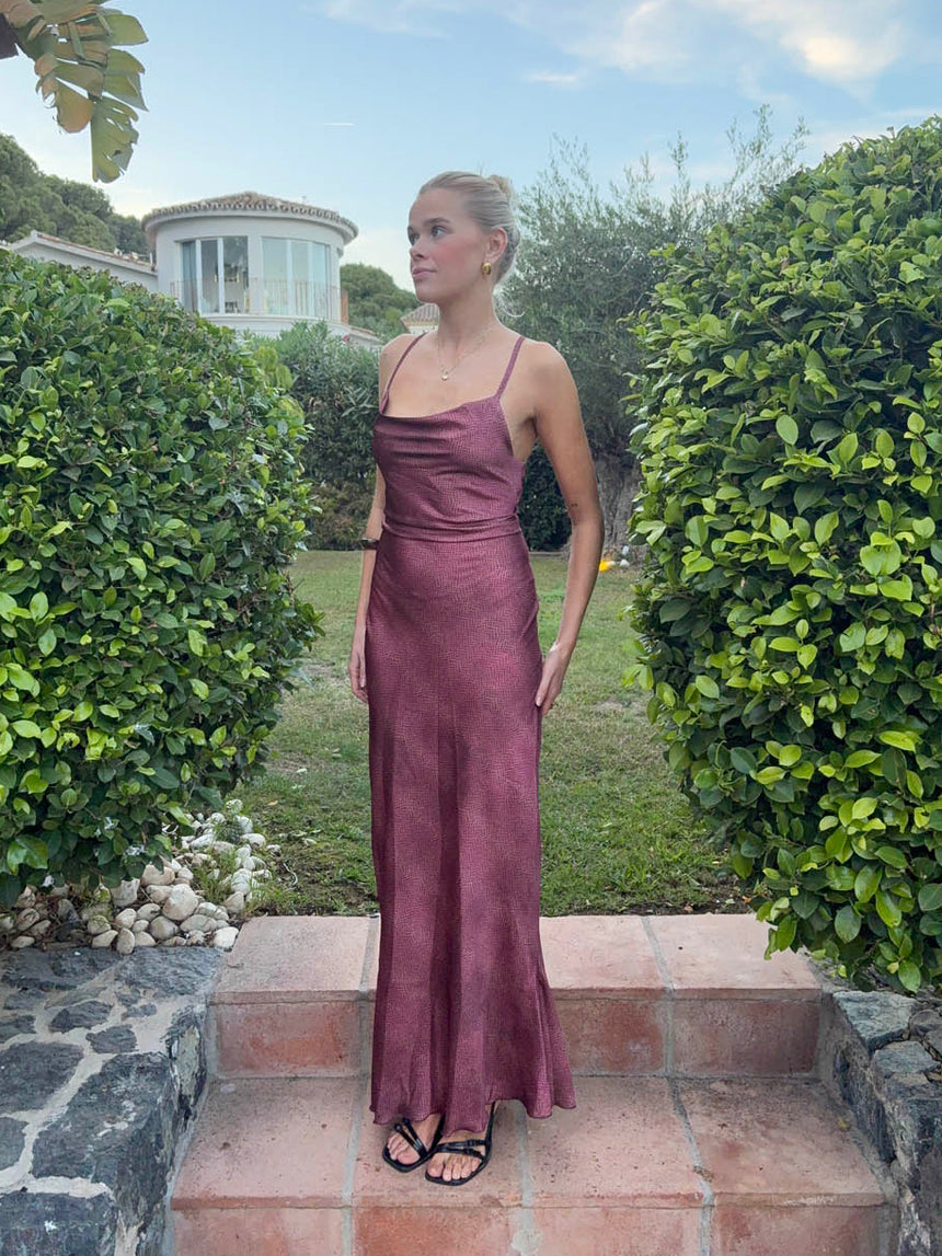 Kianna kjole med mønster - Bordeaux