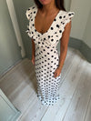 Luna kjole med polka prikker - Hvid/sort