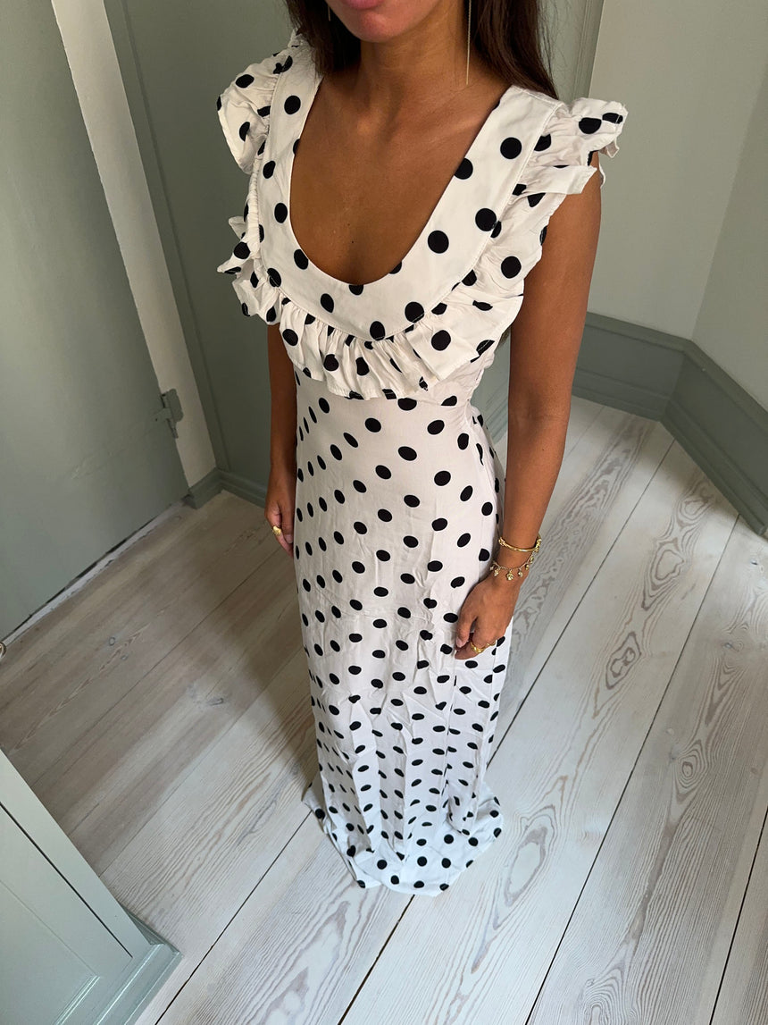 Luna kjole med polka prikker - Hvid/sort