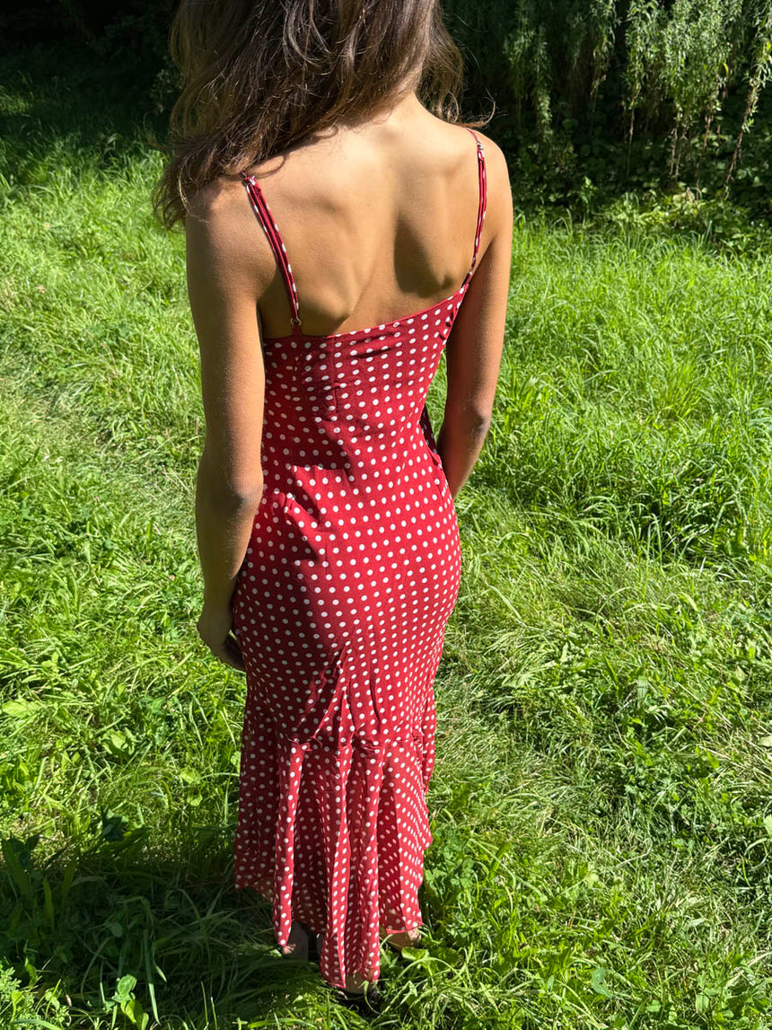 Elora kjole med polka prikker - Rød