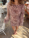 Safaria kjole med zebraprint - Off white/brun