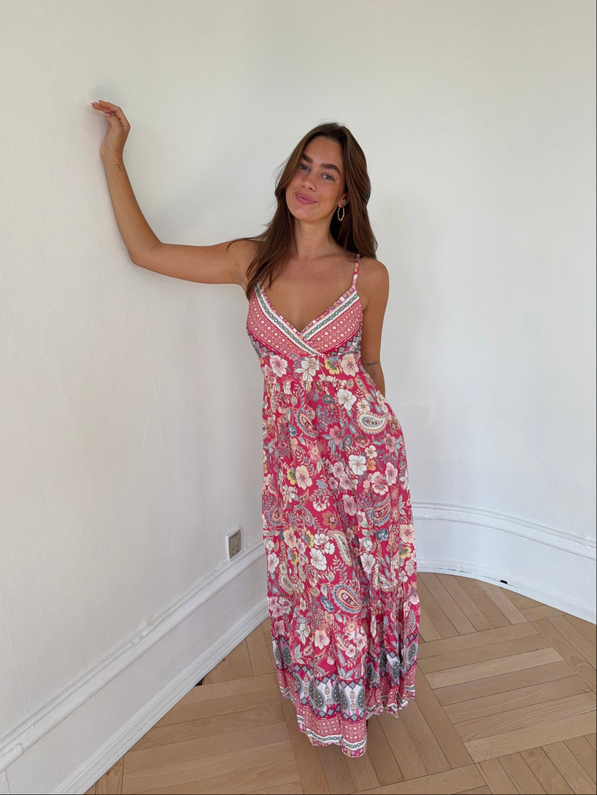 Anastasia maxikjole med mønster - Pink
