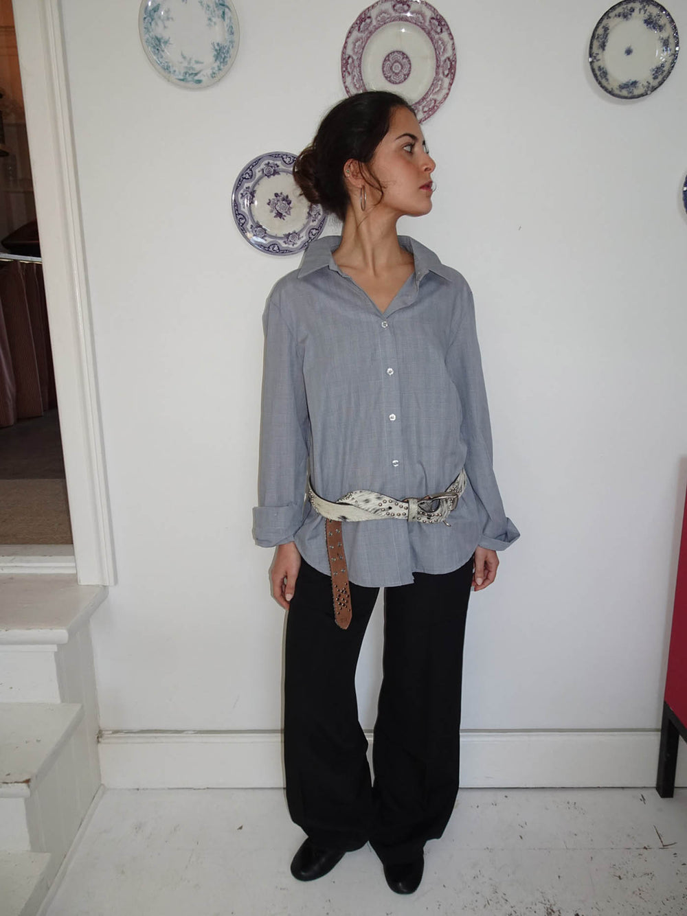 Flux ko stylingbælte med nitter - Hvid/sort