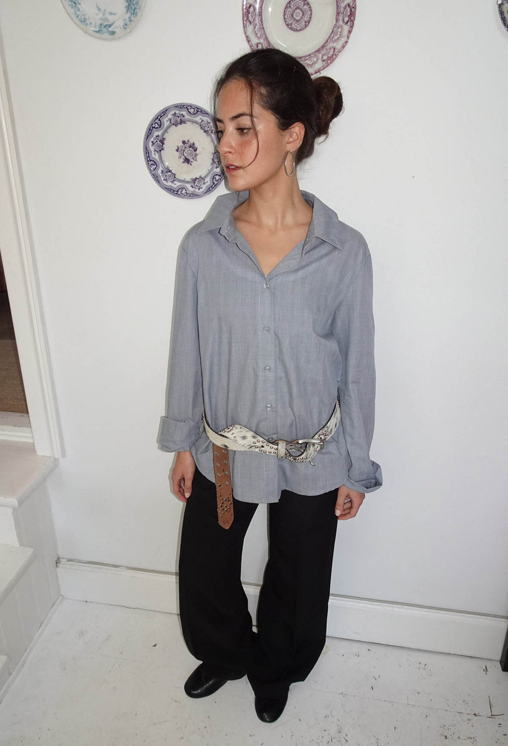 Flux ko stylingbælte med nitter - Hvid/sort