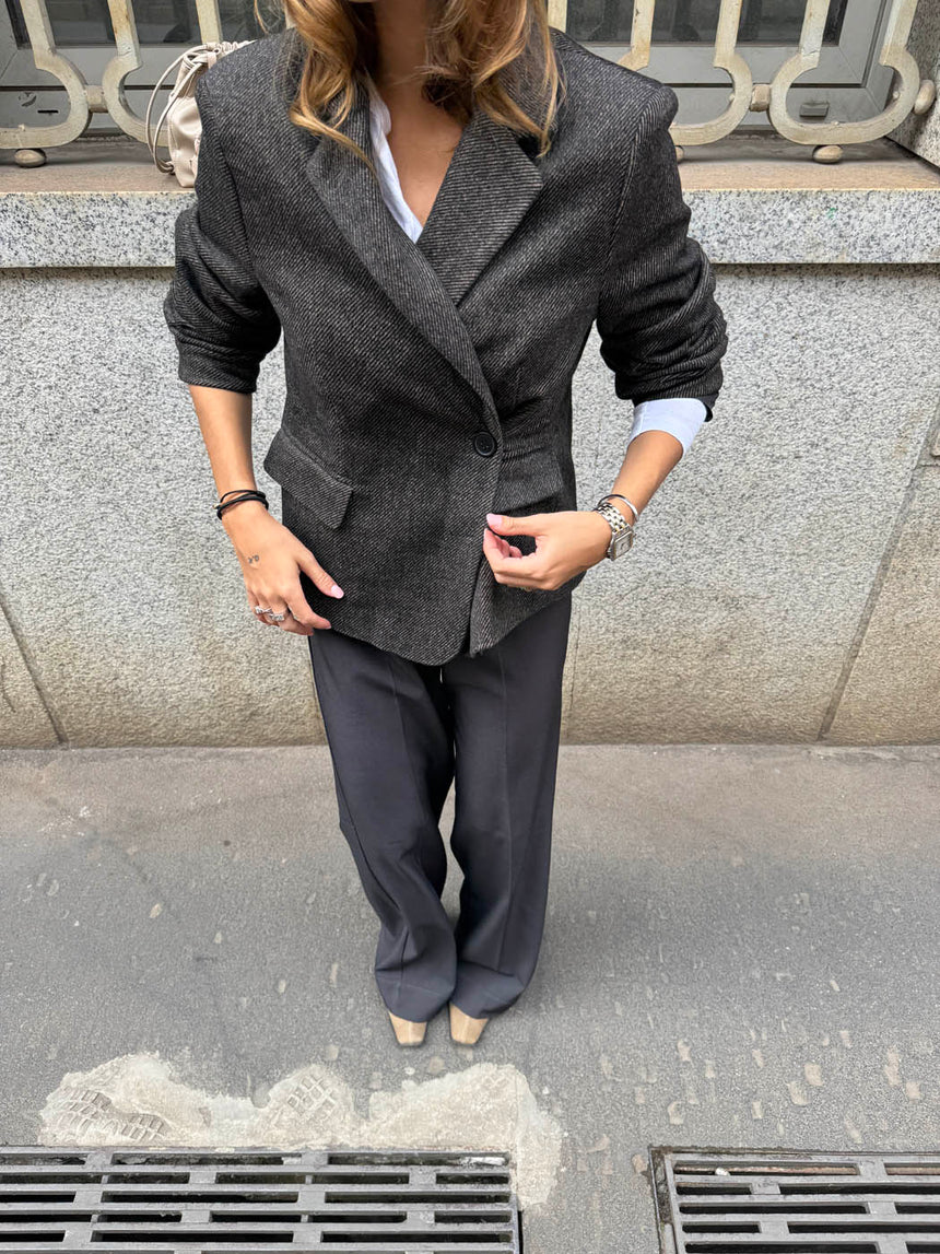 Anahita kort blazer - Mørkebrun/Sort