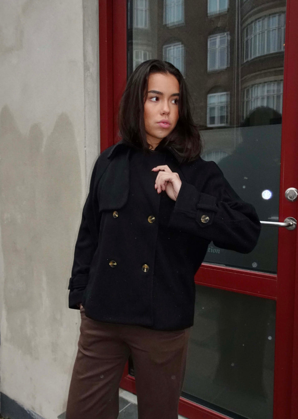 Patricia kort trenchcoat - Sort