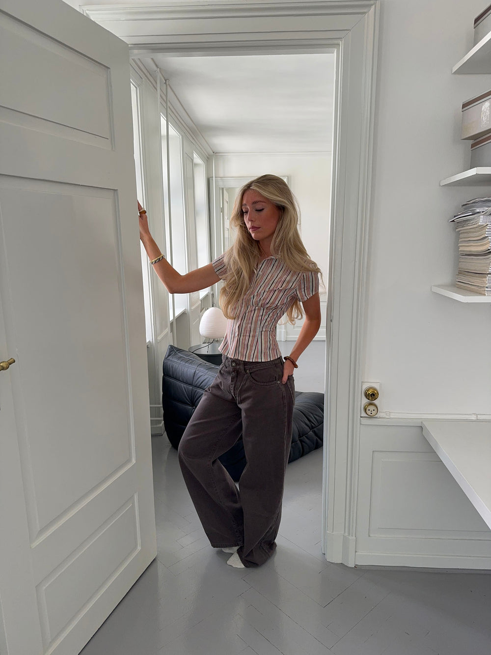 Carolina figursyet skjorte - Multifarvet striber