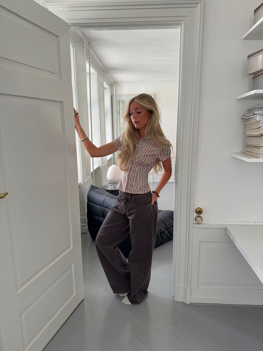 Carolina figursyet skjorte - Multifarvet striber