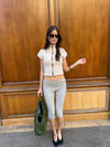 Scandivv kortærmet strik med knapper - Beige/off white