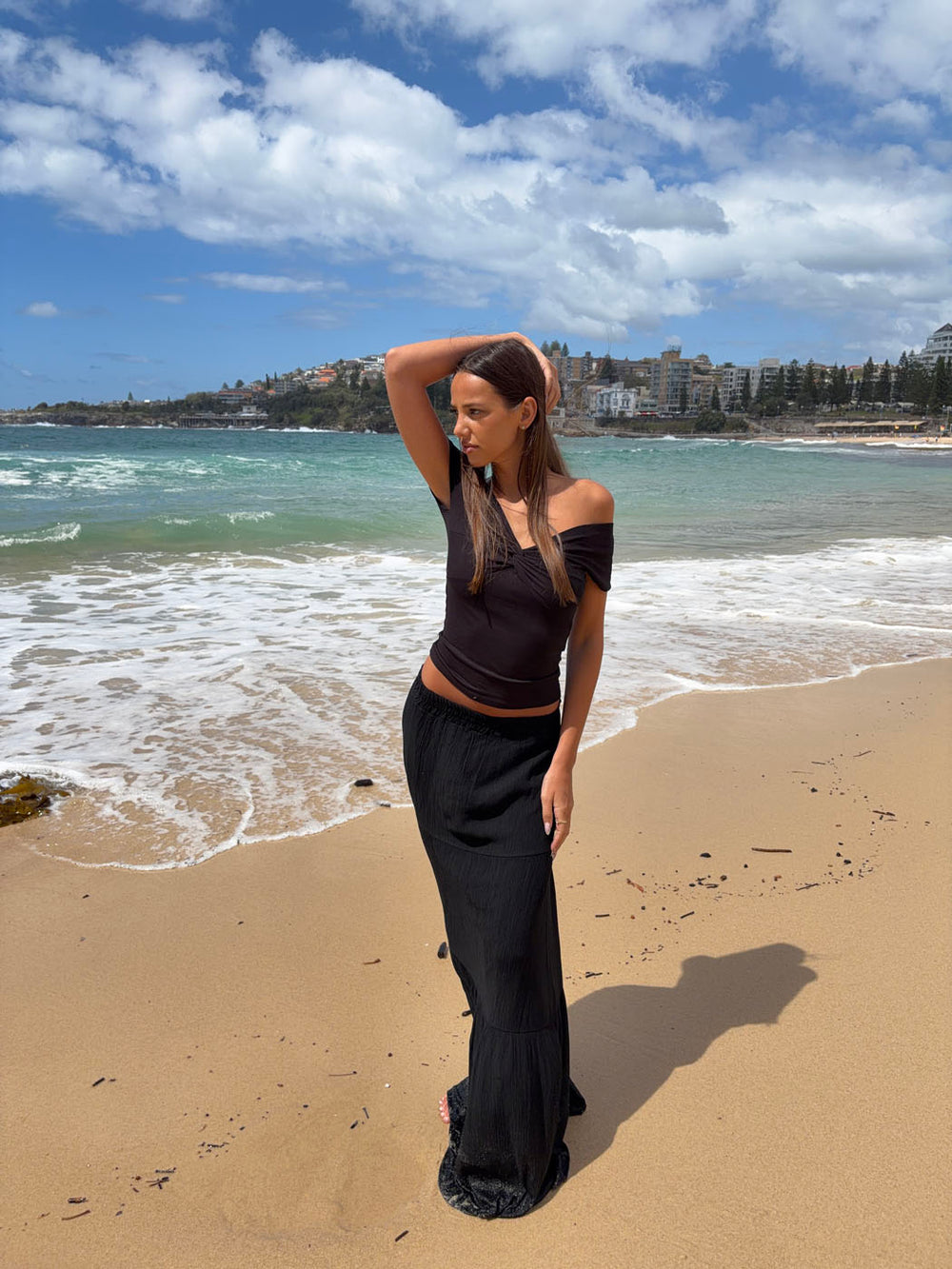 Kiera lang nederdel - Sort