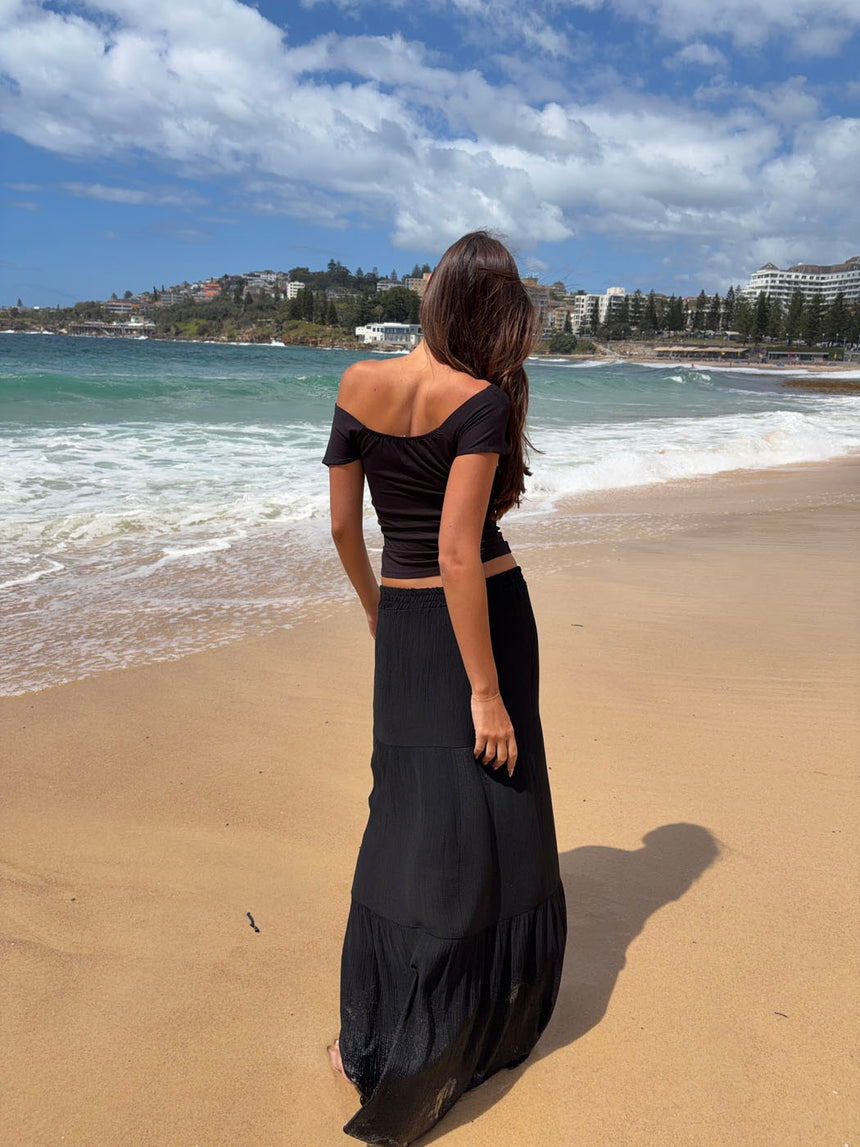 Kiera lang nederdel - Sort