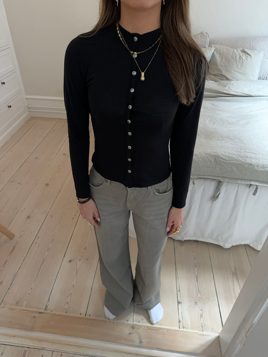 Leonora langærmet bluse - Sort
