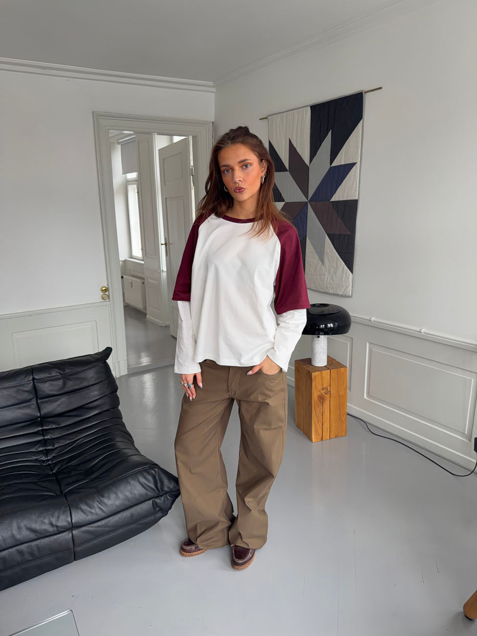 Blaine t-shirt med lange ærmer - Rød/hvid