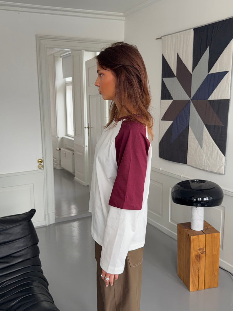 Blaine t-shirt med lange ærmer - Rød/hvid