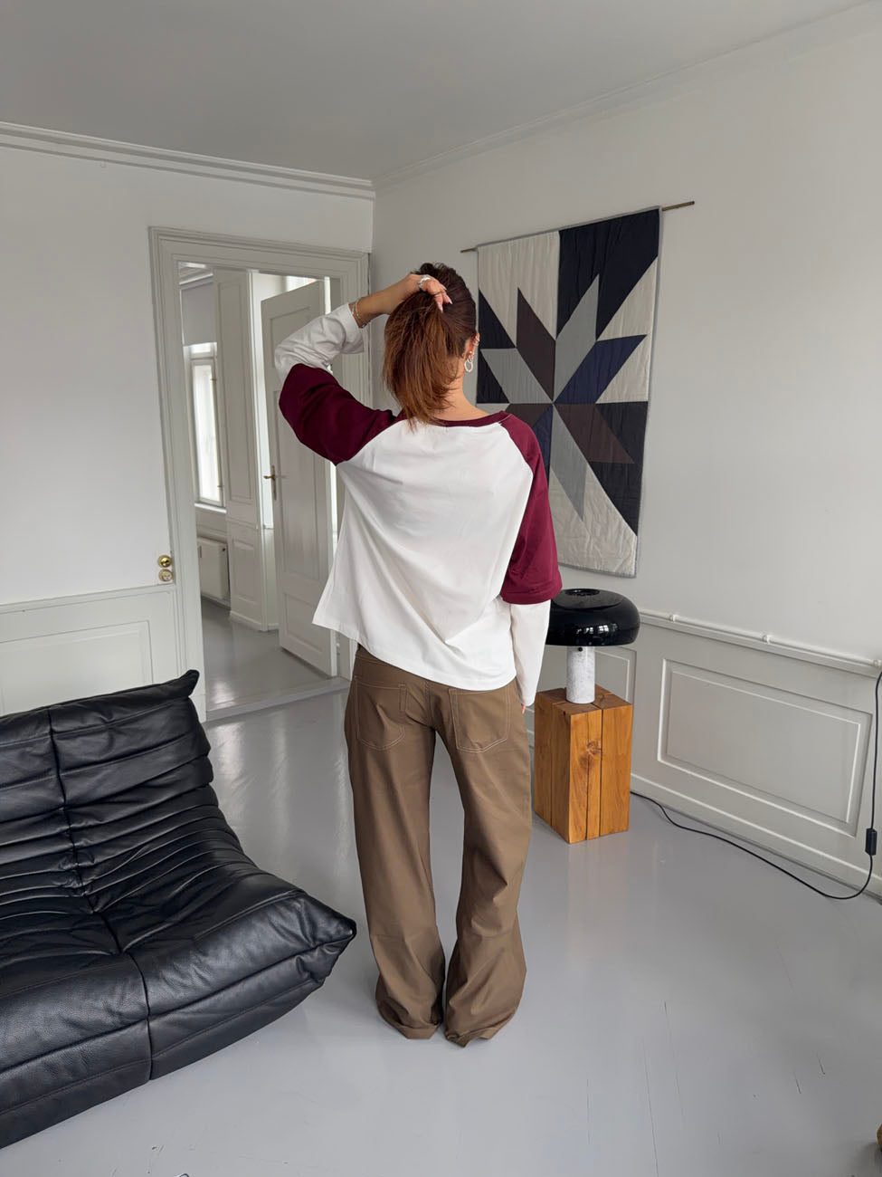 Blaine t-shirt med lange ærmer - Rød/hvid