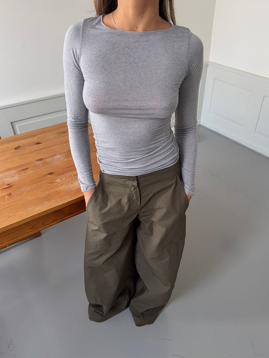 Kaia langærmet cashmere bluse - Grå