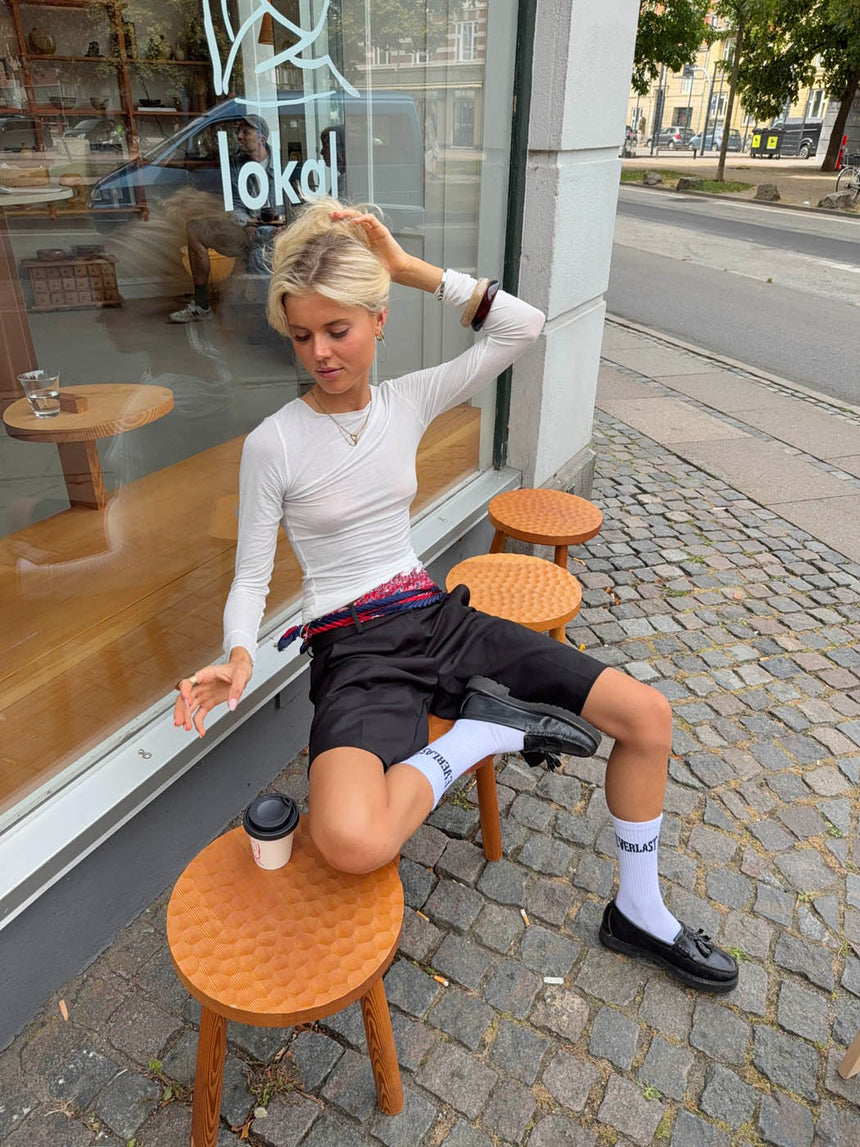 Kaia langærmet cashmere bluse - Hvid