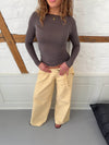 Kaia langærmet cashmere bluse - Taupe