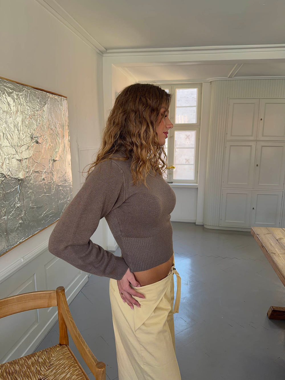 Lior figursyet striktrøje - Brun