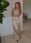 Jeanne satin kjole - Champagne/beige