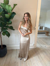 Jeanne satin kjole - Champagne/beige