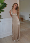 Jeanne satin kjole - Champagne/beige