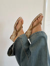 Lavina sandal med kilehæl og tern - Beige