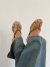 Lavina sandal med kilehæl og tern - Beige