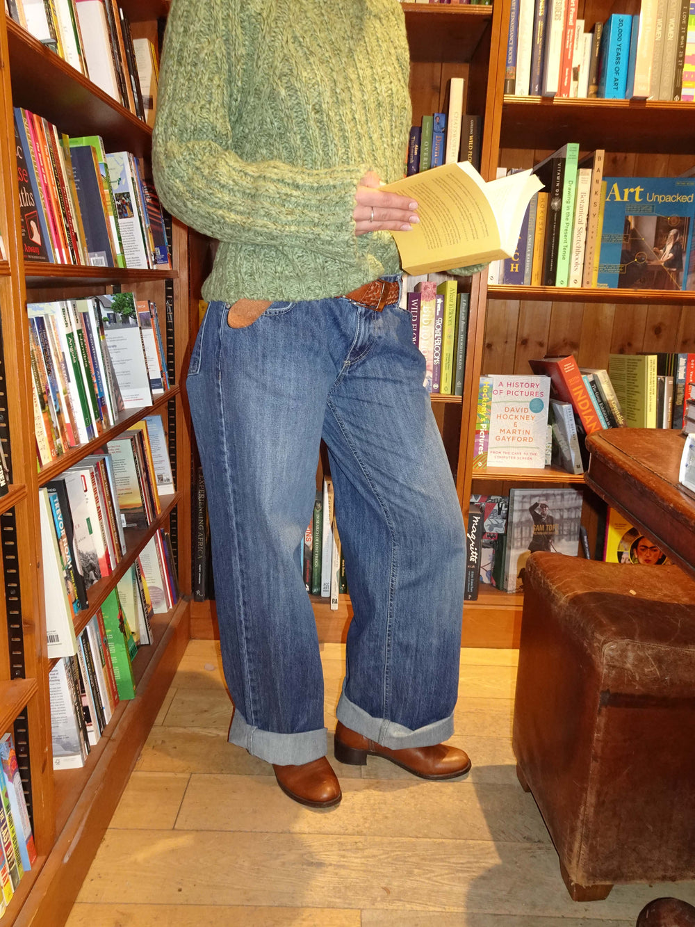 Floraline lavtaljede jeans - Blå denim