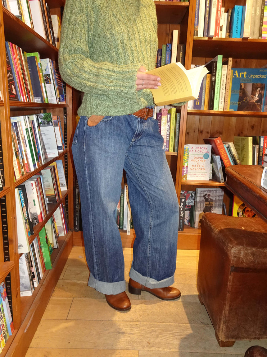 Floraline lavtaljede jeans - Blå denim