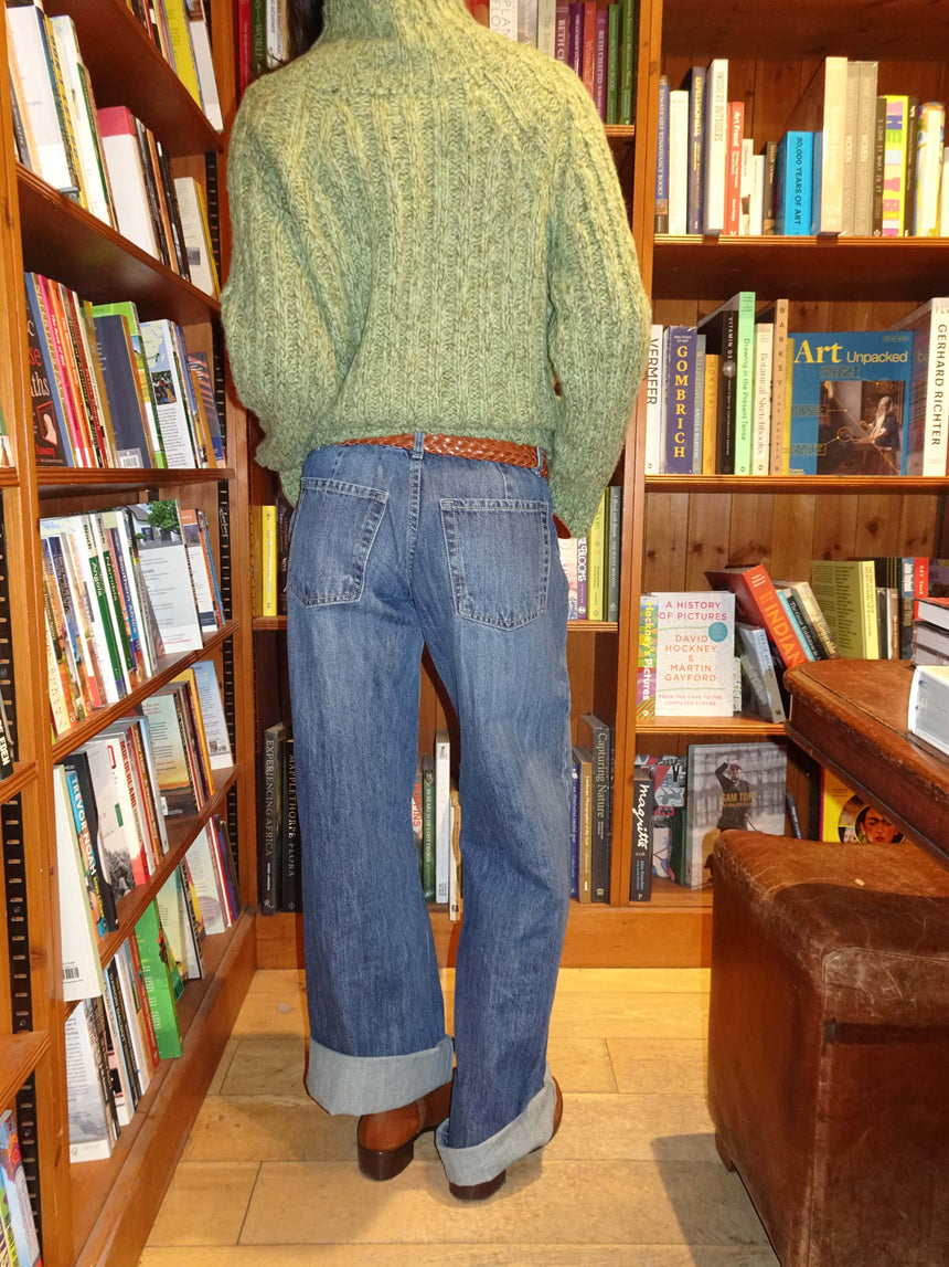 Floraline lavtaljede jeans - Blå denim