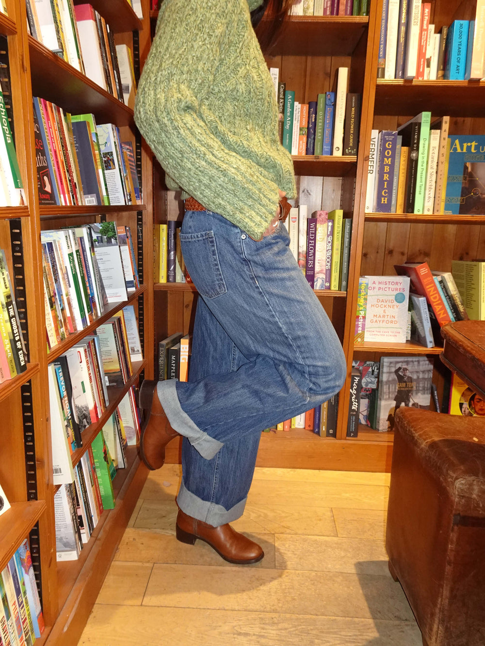 Floraline lavtaljede jeans - Blå denim