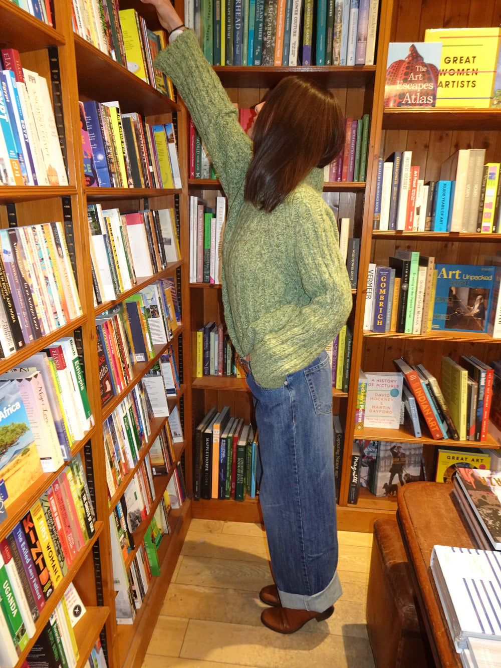 Floraline lavtaljede jeans - Blå denim