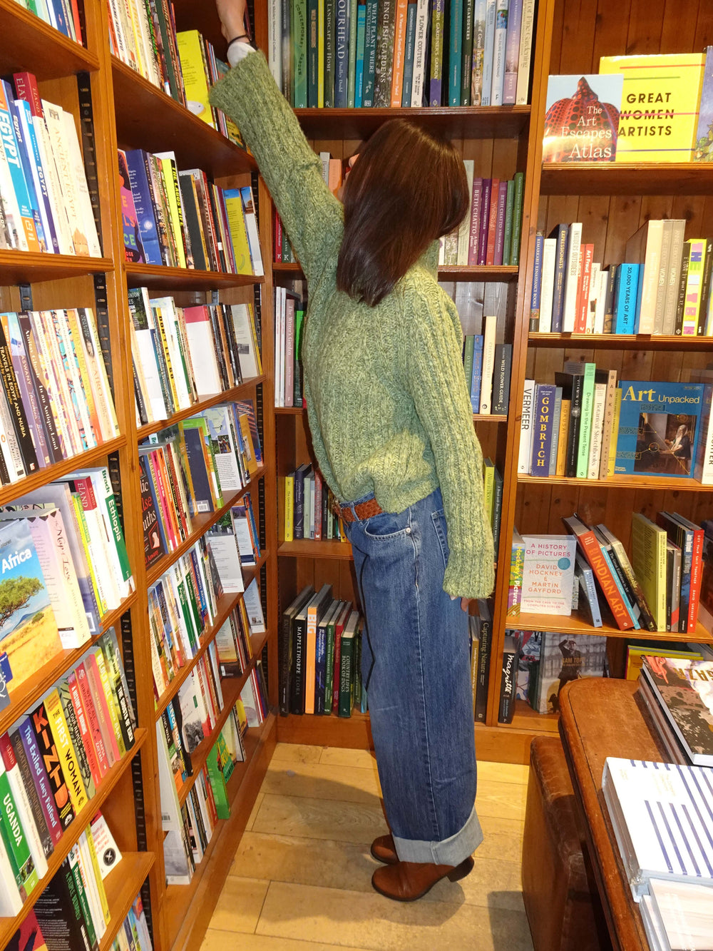 Floraline lavtaljede jeans - Blå denim