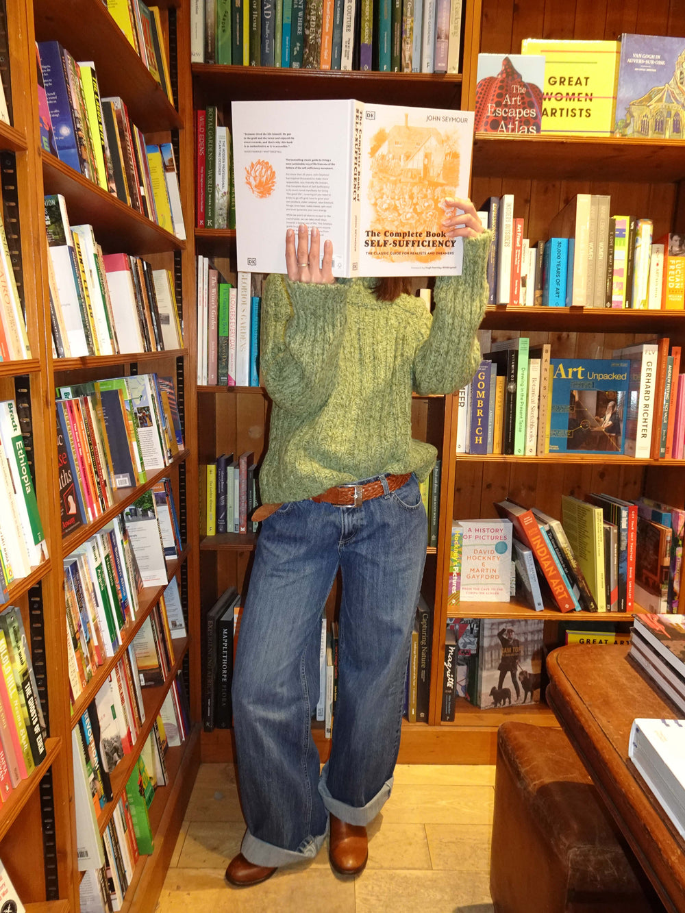 Floraline lavtaljede jeans - Blå denim