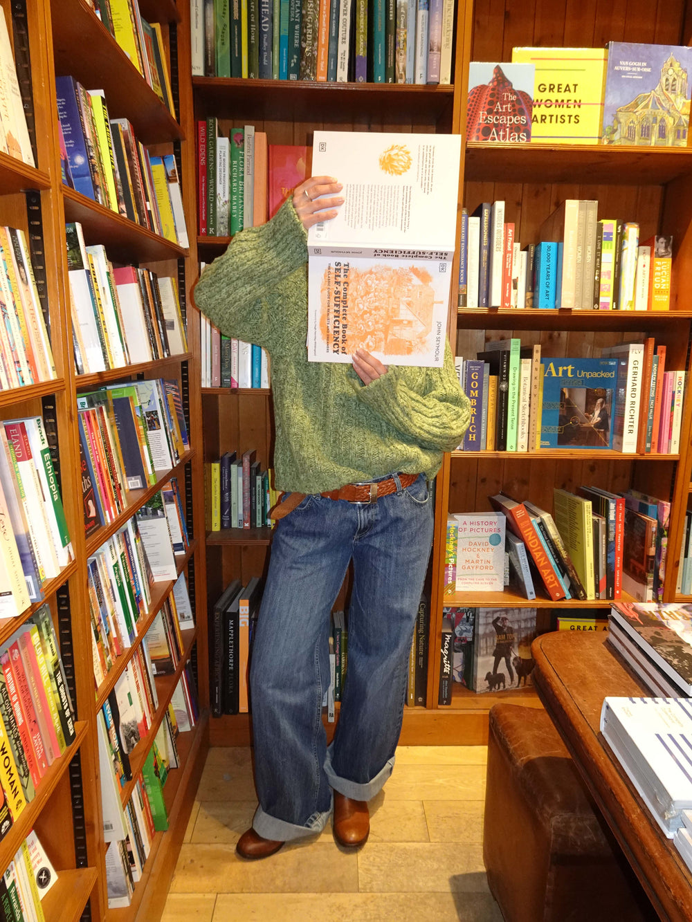 Floraline lavtaljede jeans - Blå denim