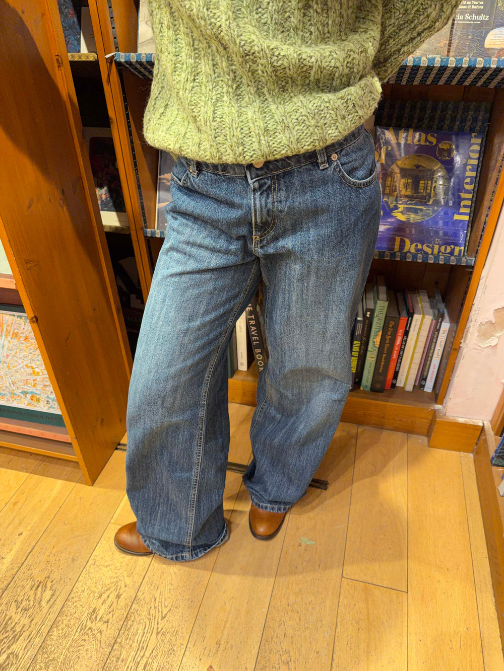 Floraline lavtaljede jeans - Blå denim