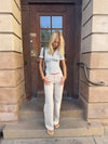 Emmaline lavtaljede jeans - Lys beige