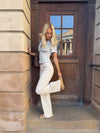 Emmaline lavtaljede jeans - Lys beige