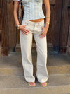 Emmaline lavtaljede jeans - Lys beige