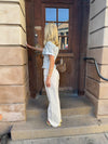 Emmaline lavtaljede jeans - Lys beige