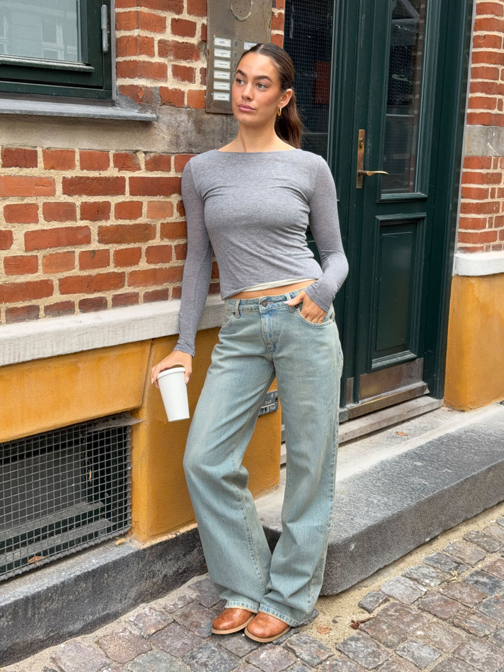 Tuva lavtaljede jeans - Lys denim