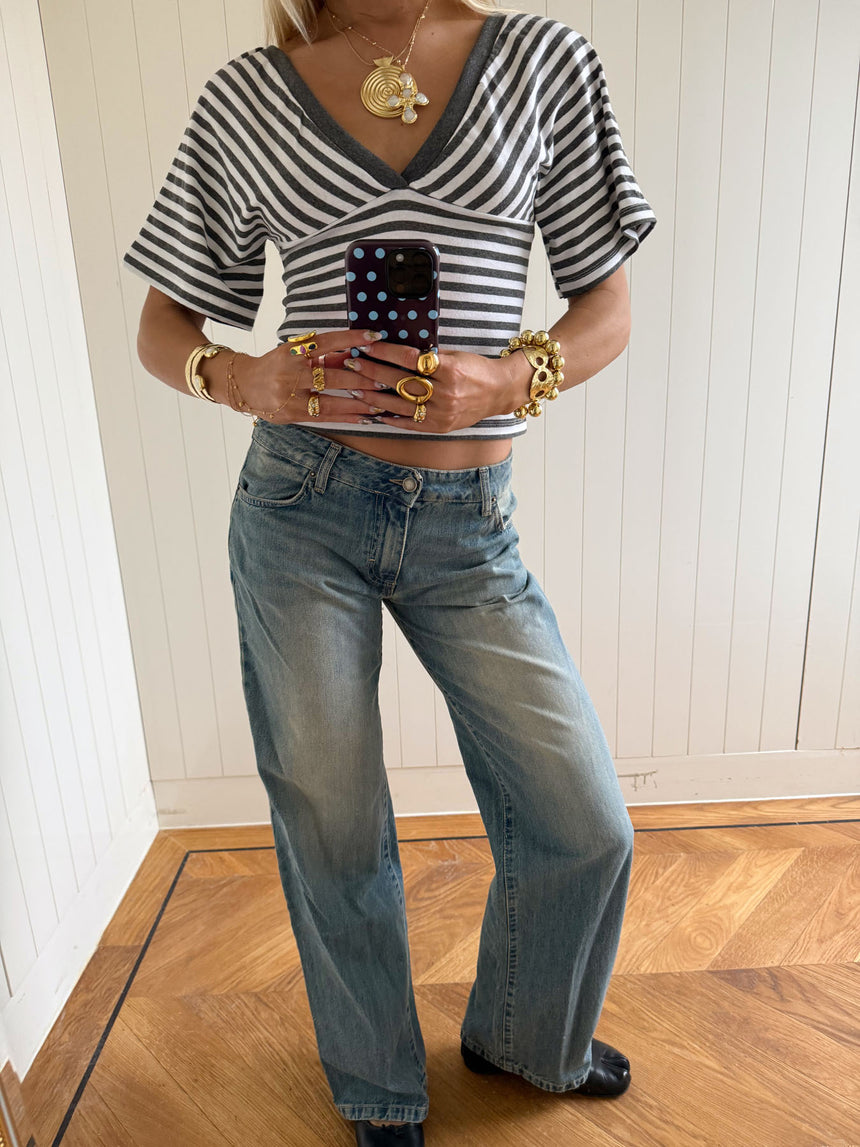 Scandivv lavtaljede jeans - Lys denim