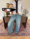 Yvina lavtaljede jeans - Lys denim